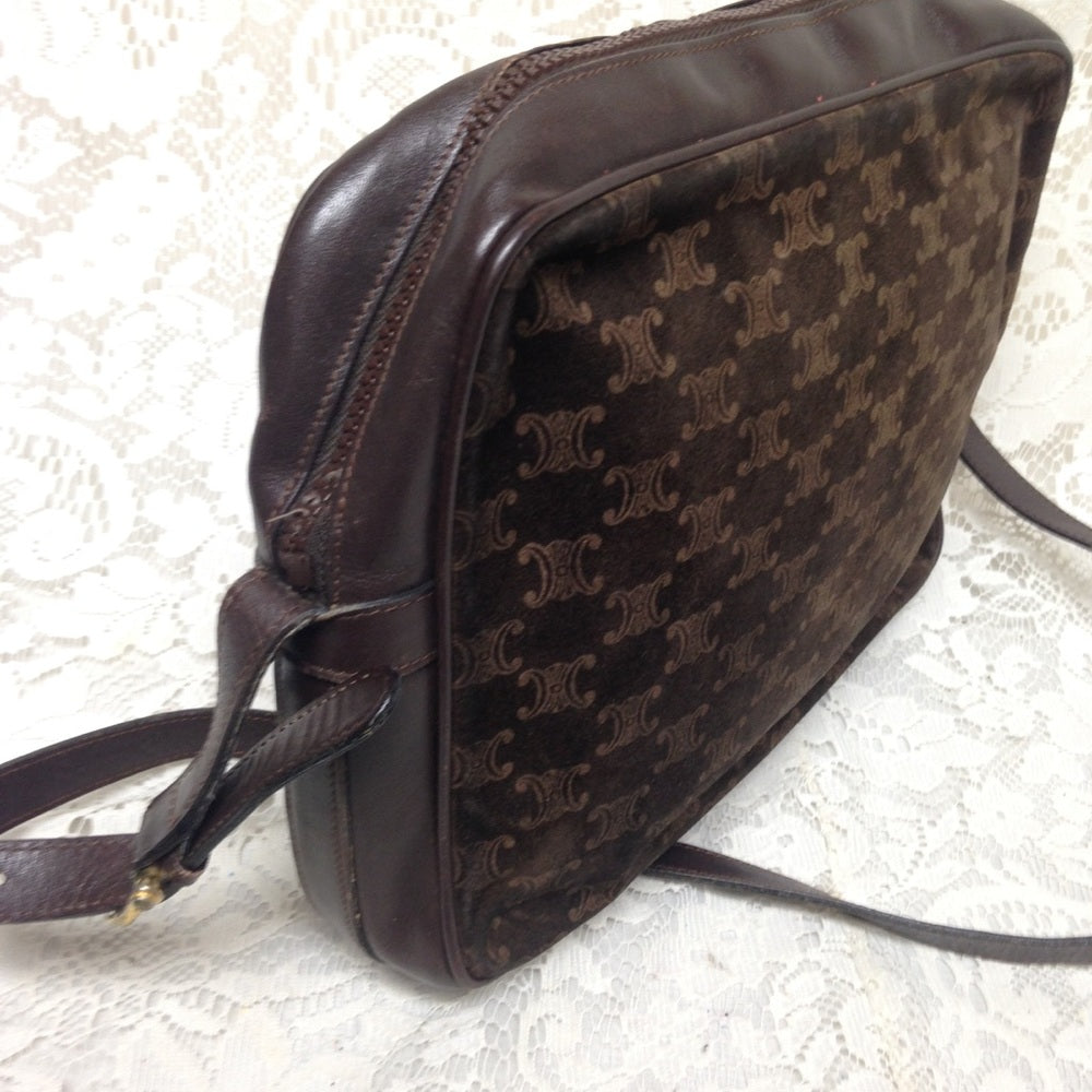 Vintage Celine Brown Suede Leather Crossbody