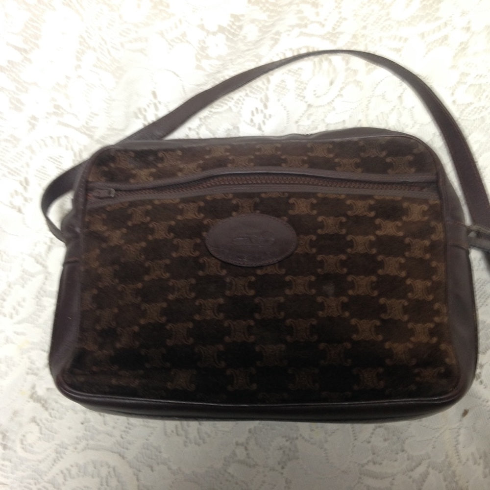Vintage Celine Brown Suede Leather Crossbody