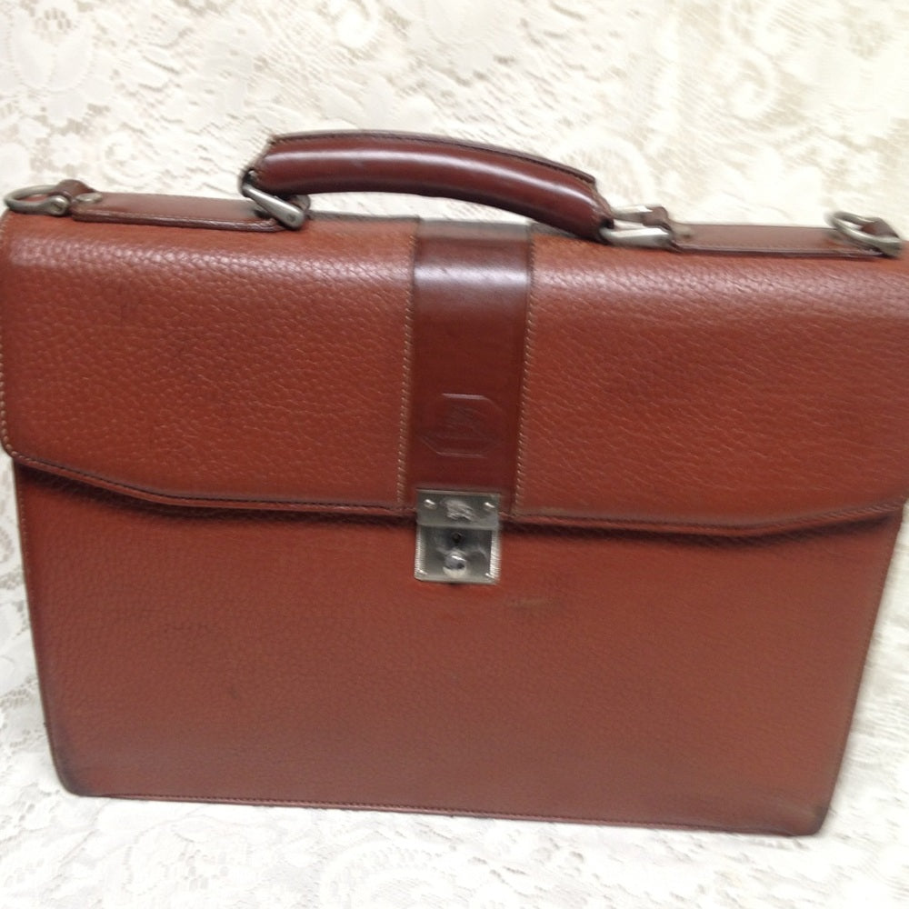 Authentic Burberrry, Brown Leather Large Briefcase