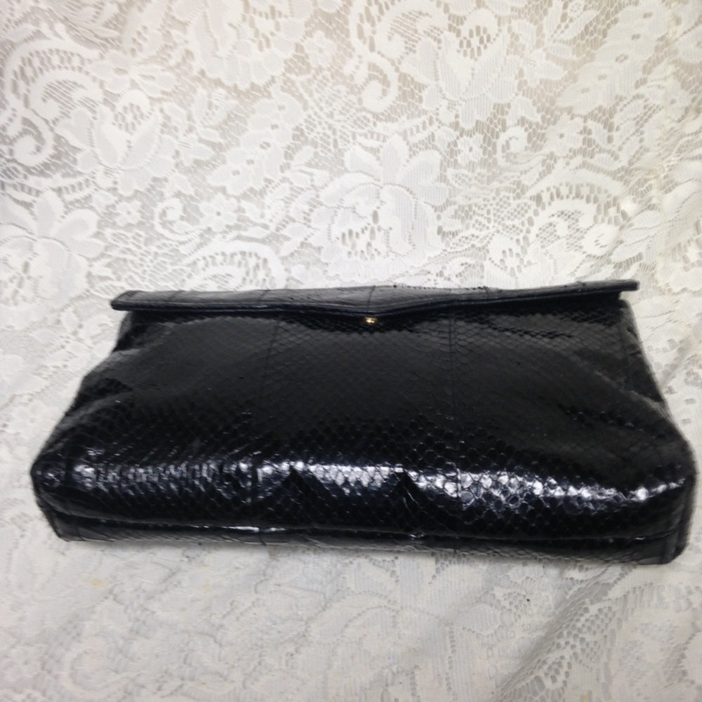Elegant Genuine Black Snakeskin Clutch