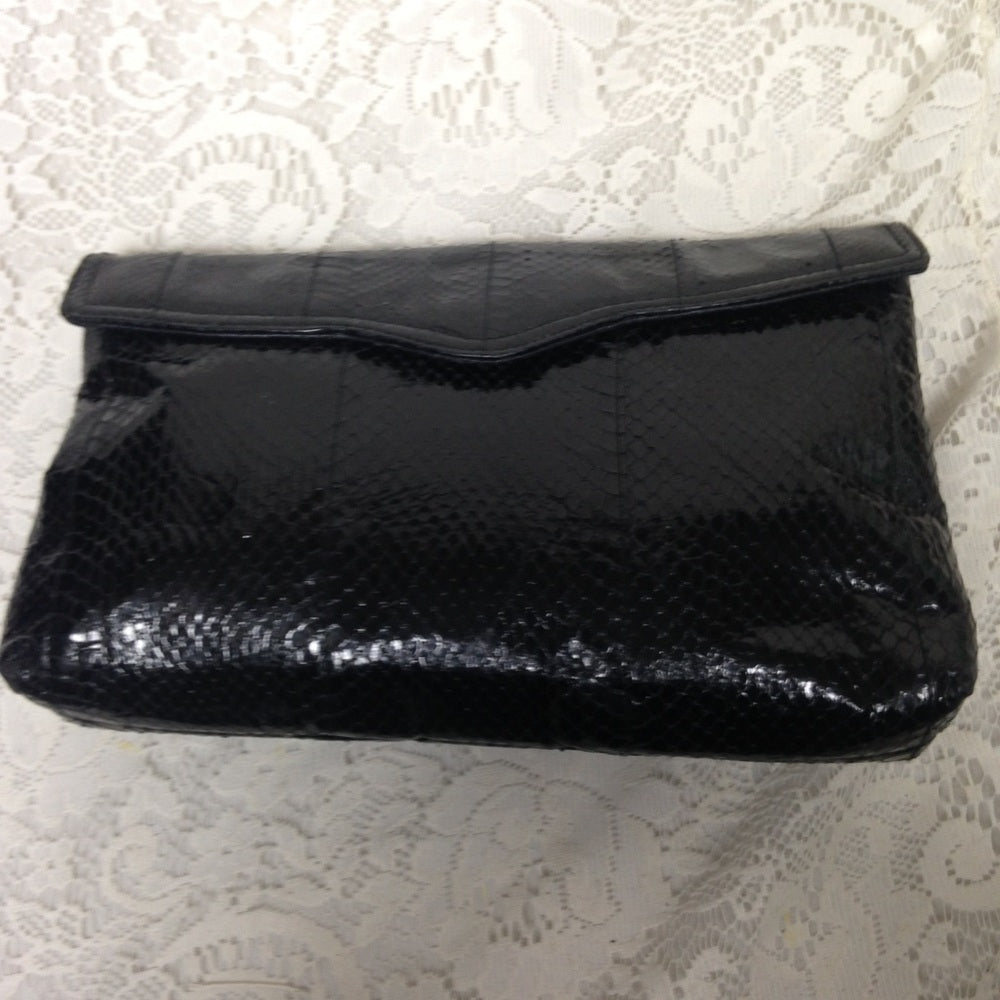 Elegant Genuine Black Snakeskin Clutch