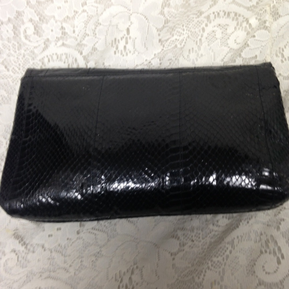 Elegant Genuine Black Snakeskin Clutch