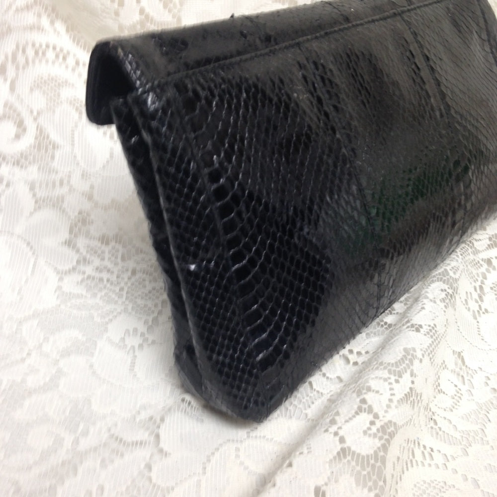 Elegant Genuine Black Snakeskin Clutch