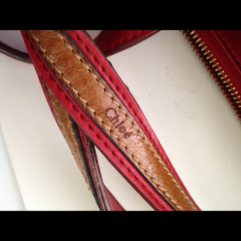 Chloe Large Red Leather Shoulder Bag