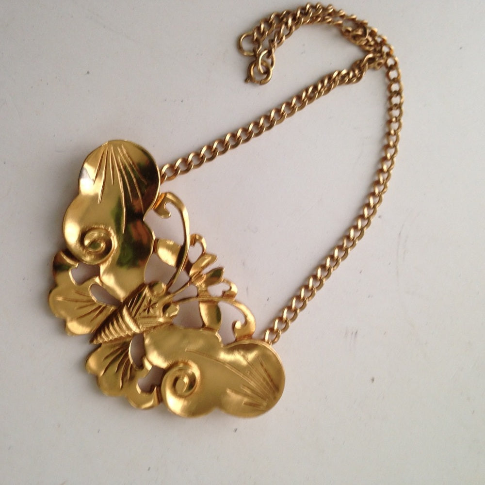Custom Made, Heavy Gold Plated Butterfly Choker
