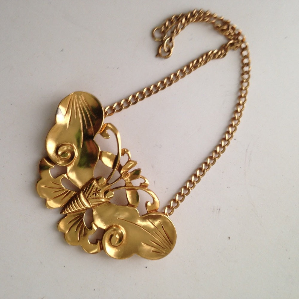 Custom Made, Heavy Gold Plated Butterfly Choker