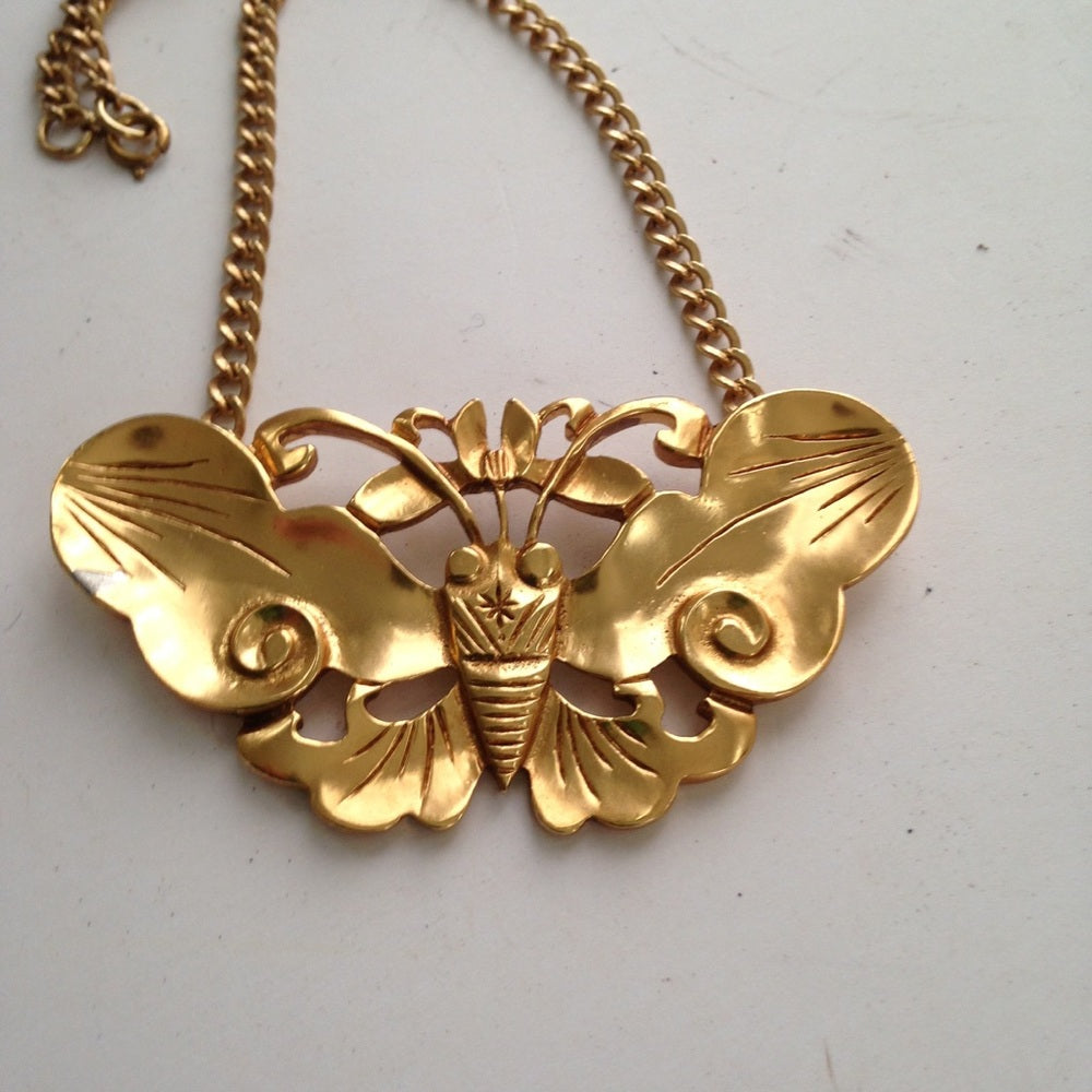 Custom Made, Heavy Gold Plated Butterfly Choker