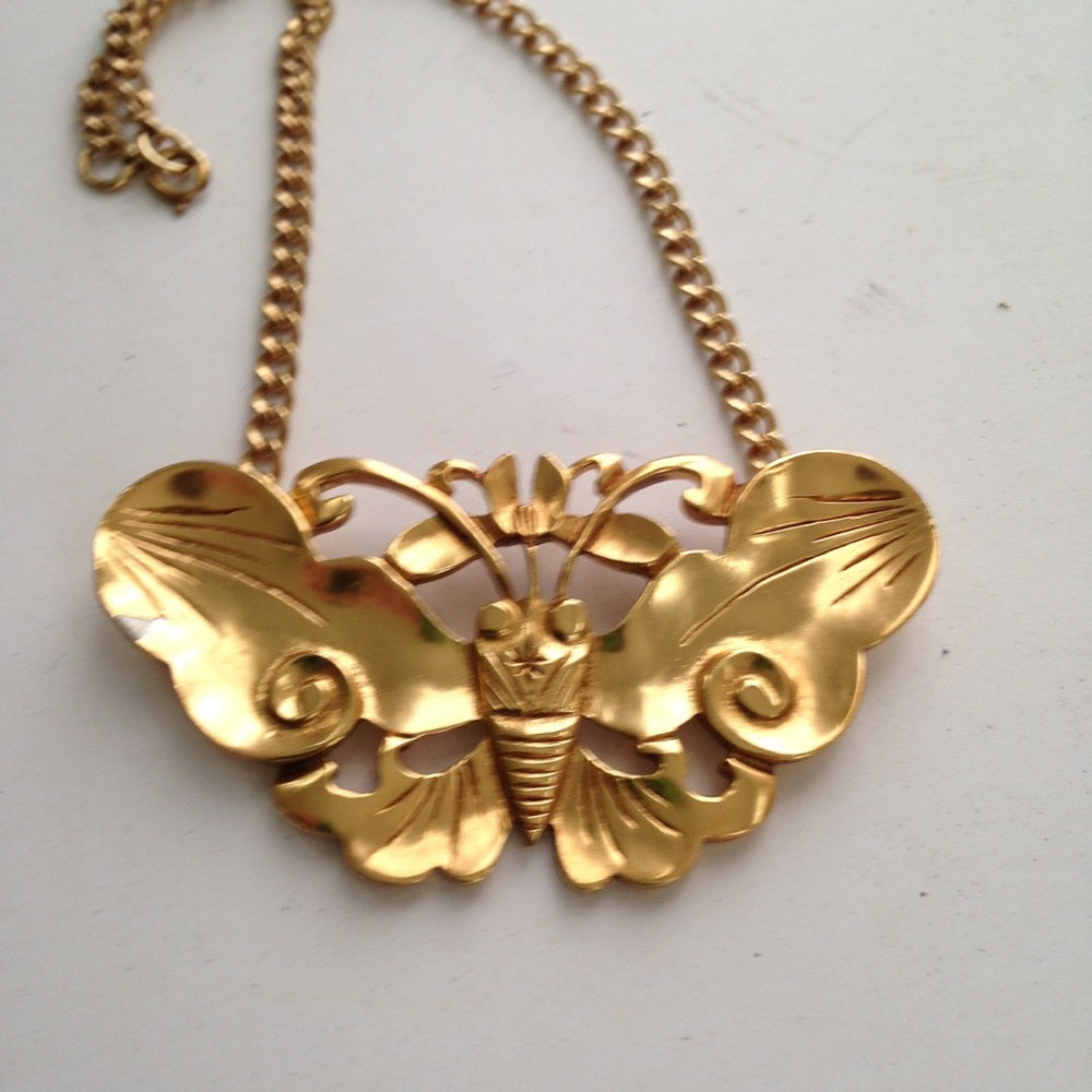Custom Made, Heavy Gold Plated Butterfly Choker
