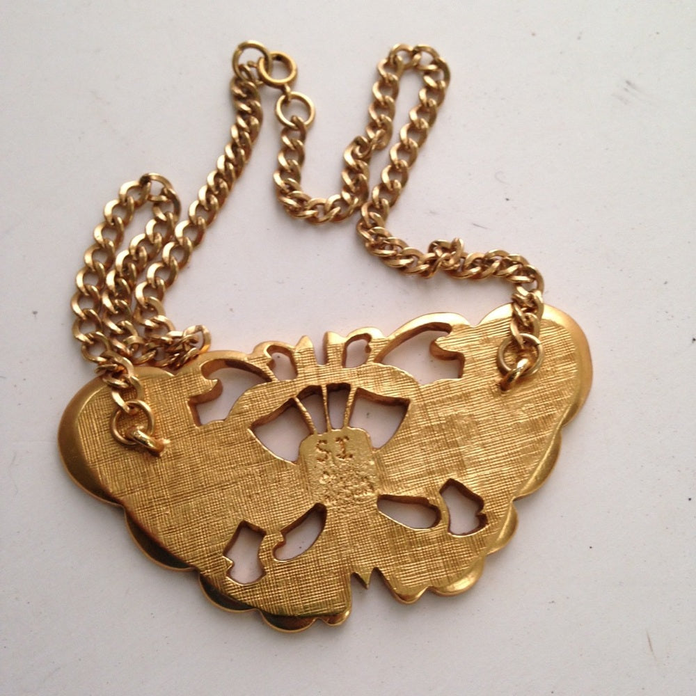 Custom Made, Heavy Gold Plated Butterfly Choker