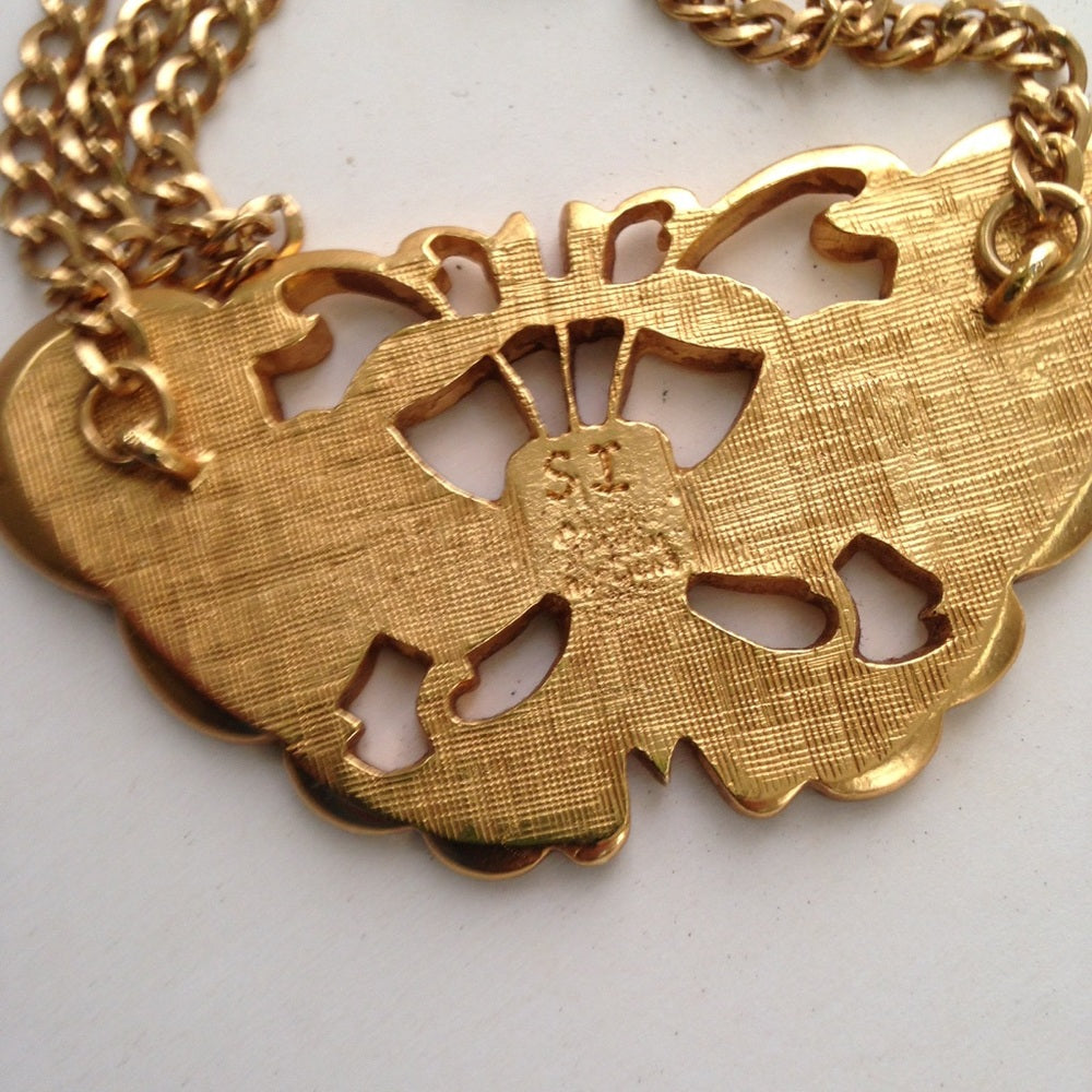 Custom Made, Heavy Gold Plated Butterfly Choker