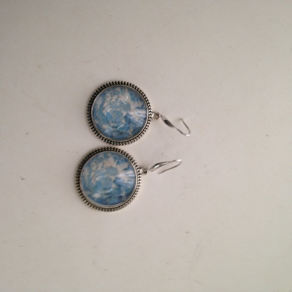 Pair of Blue Willow Dangling Earrings
