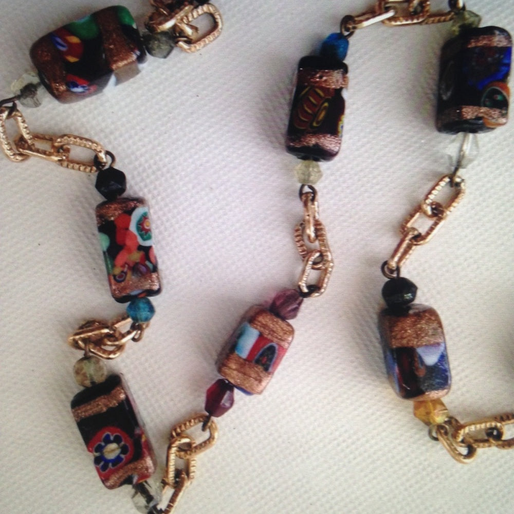 Vintage Murano Art Glass Beads 20in Necklace
