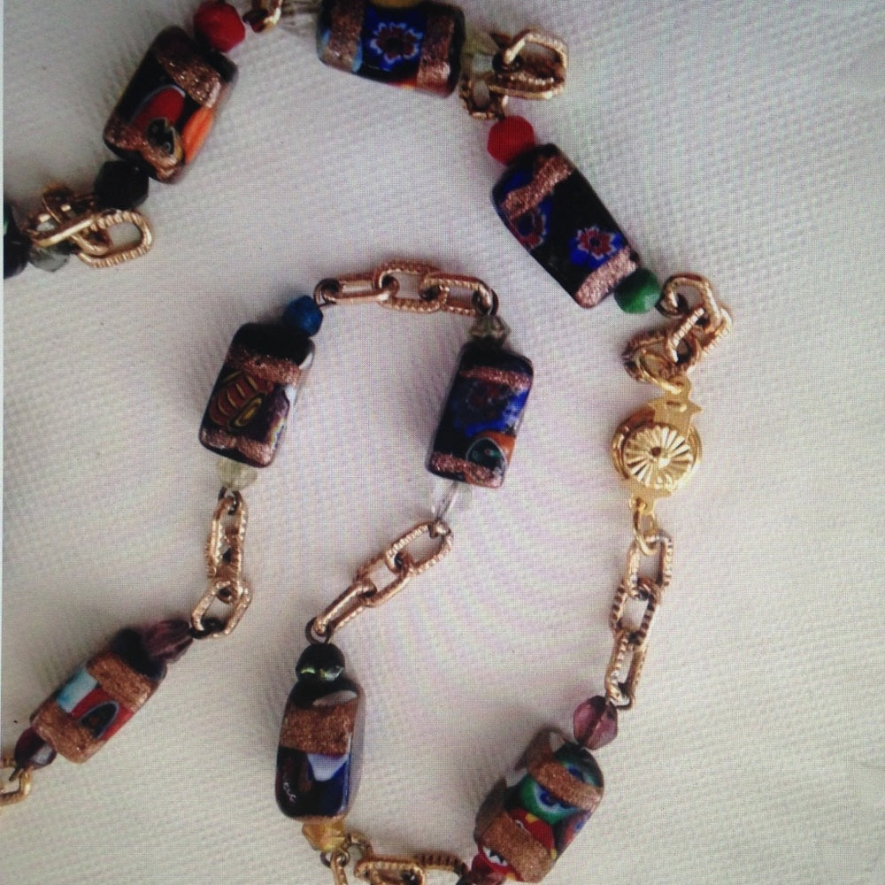 Vintage Murano Art Glass Beads 20in Necklace