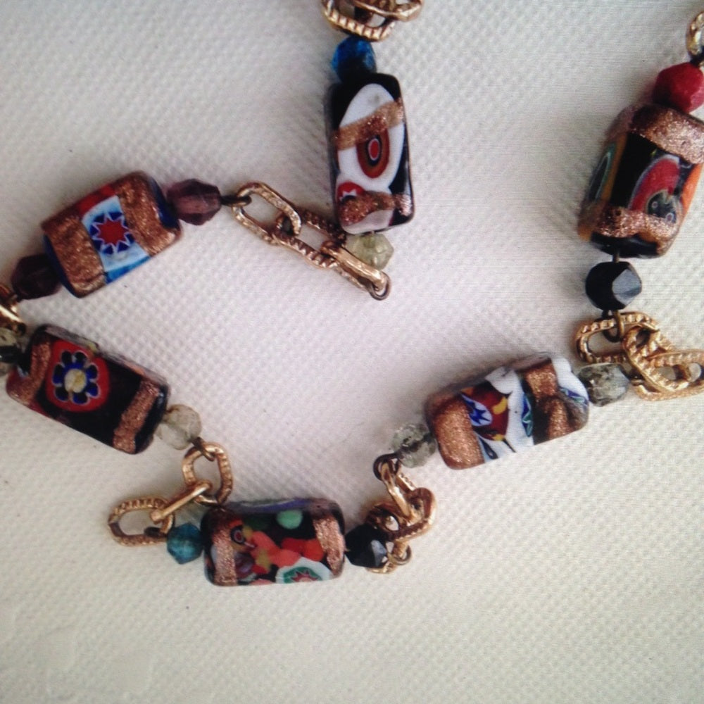 Vintage Murano Art Glass Beads 20in Necklace