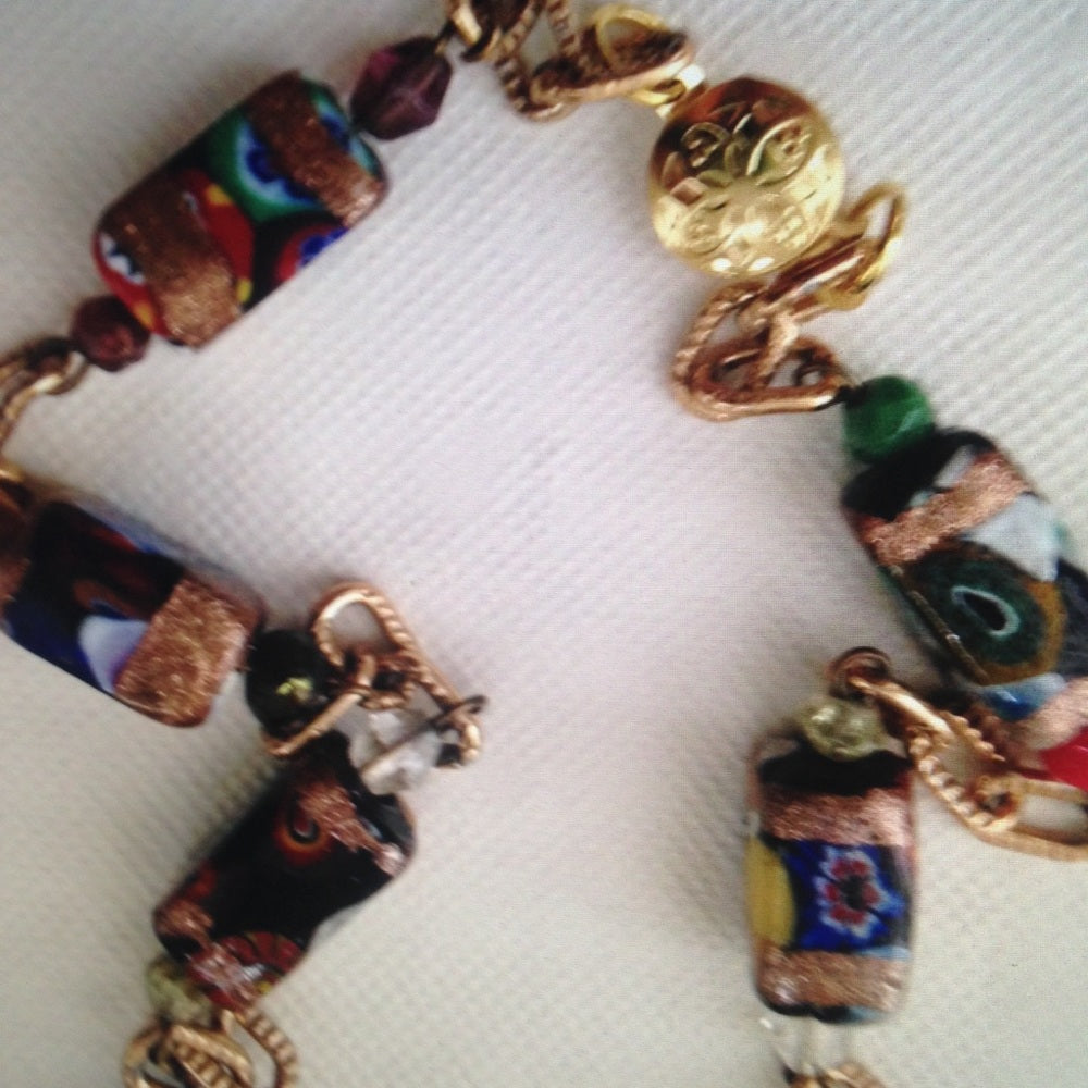 Vintage Murano Art Glass Beads 20in Necklace