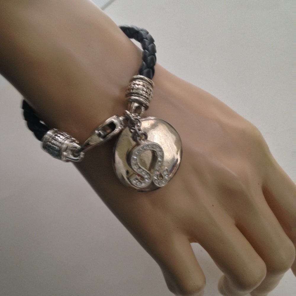 Black Braided Leather Zodiac Leo Bracelet