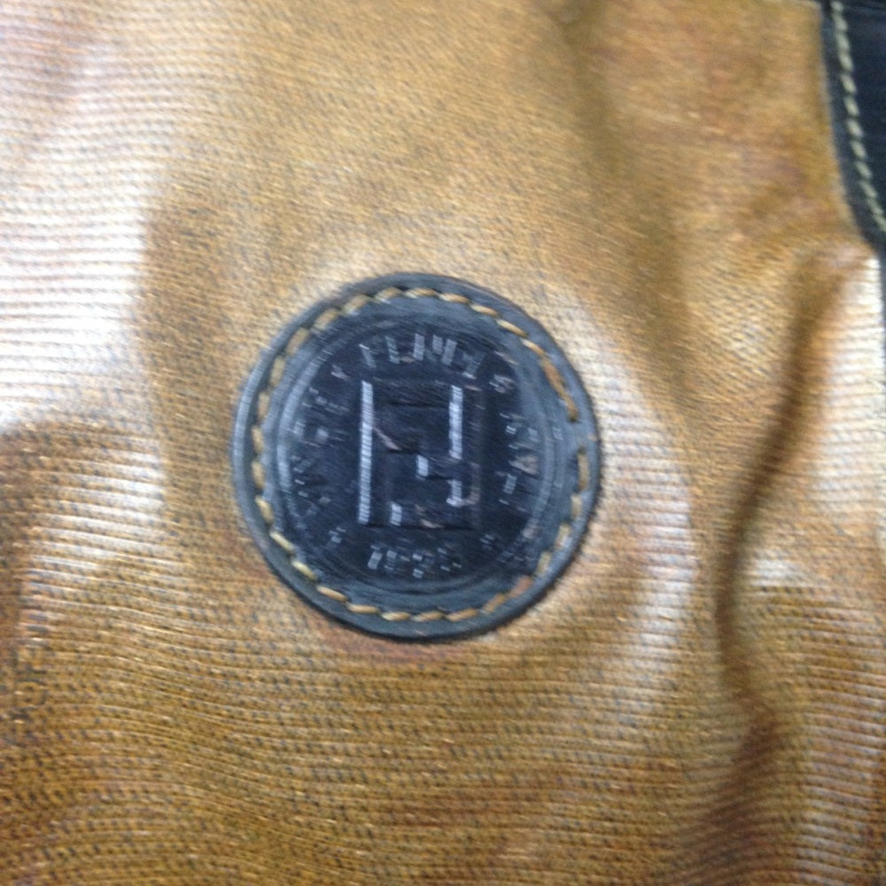Vintage Fendi Brown Nylon-Black Leather Luggage