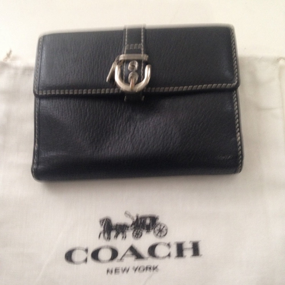 Coach Black Leather, Compact Wallet