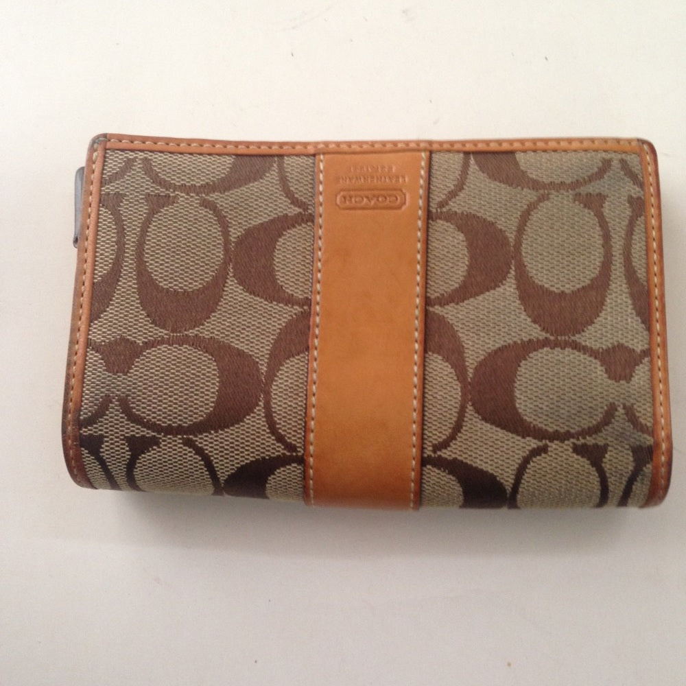 Coach Brown Mono-Leather ZipCoin Compact Wallet