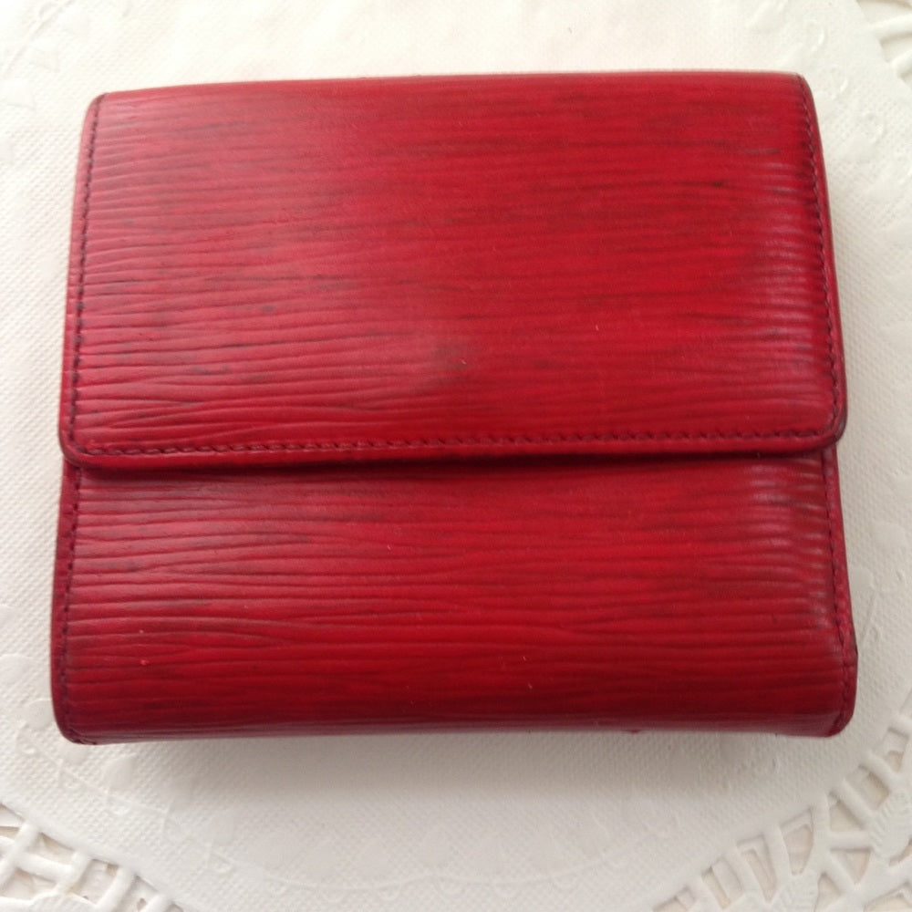 Authentic, Louis Vuitton Red Epi Leather Wallet