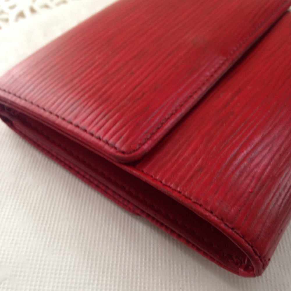 Authentic, Louis Vuitton Red Epi Leather Wallet