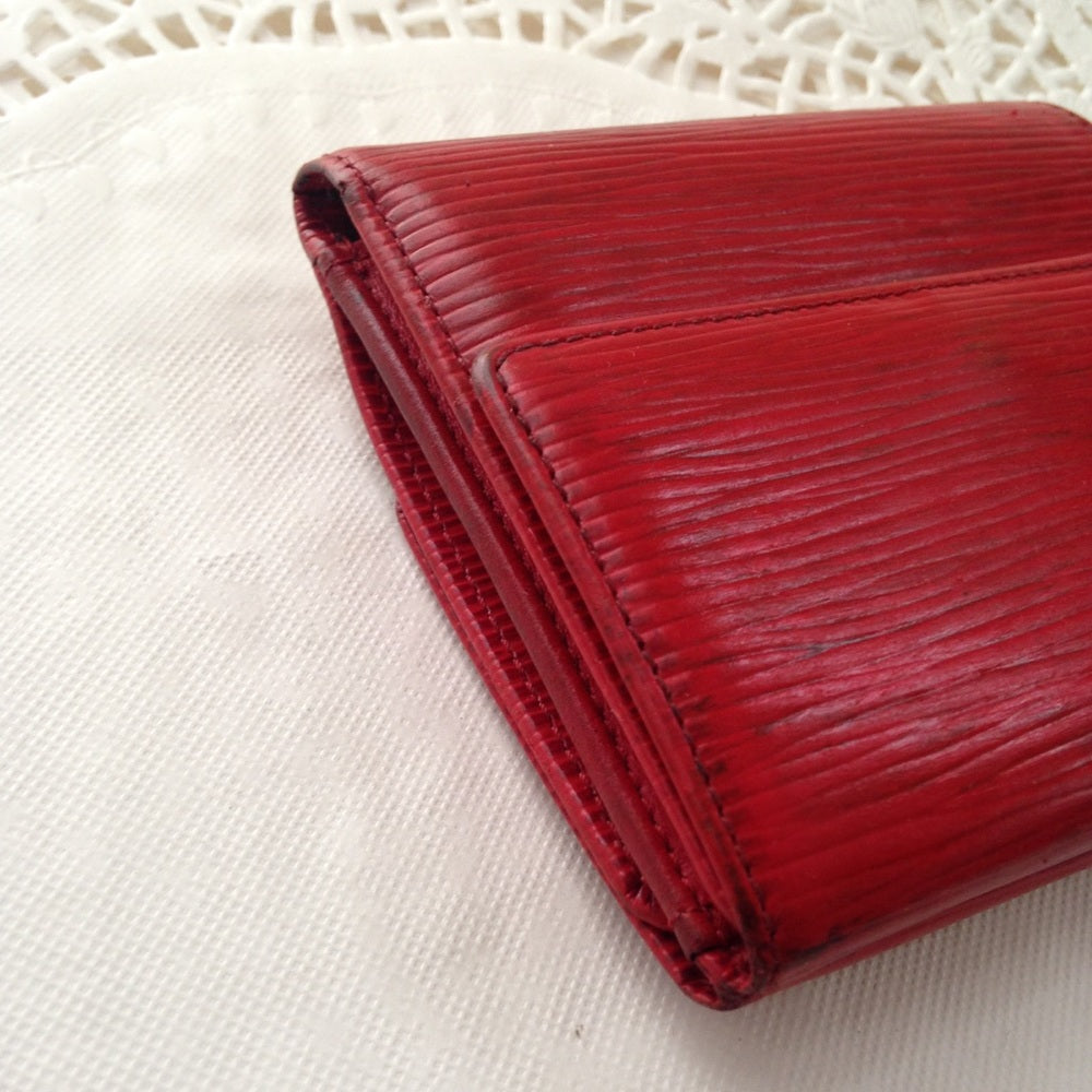 Authentic, Louis Vuitton Red Epi Leather Wallet