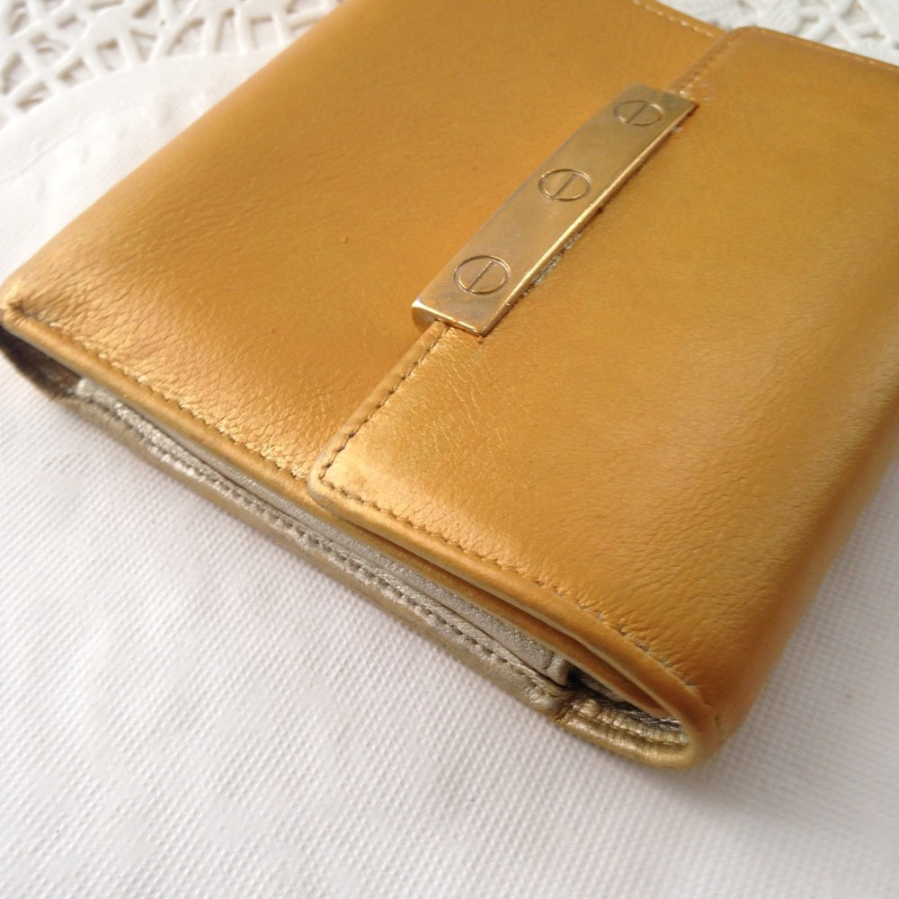 Authentic, Cartier Yellow Gold Leather Wallet
