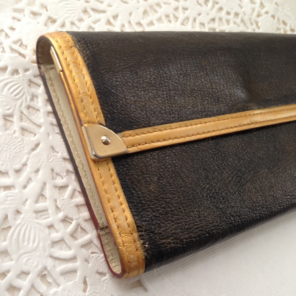 Louis Vuitton Black-Beige Tri-fold Wallet