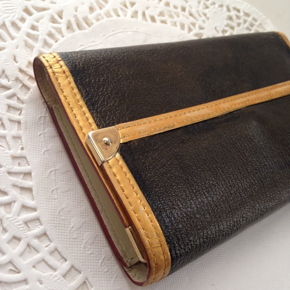 Louis Vuitton Black-Beige Tri-fold Wallet