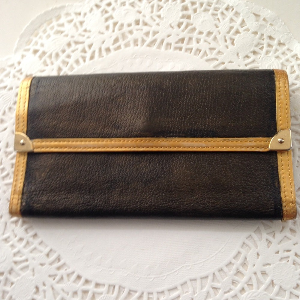 Louis Vuitton Black-Beige Tri-fold Wallet
