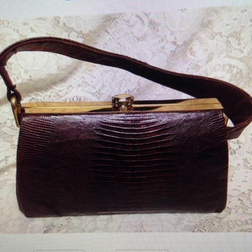 Vintage, Marshall Fields Dark Brown Lizard Handbag