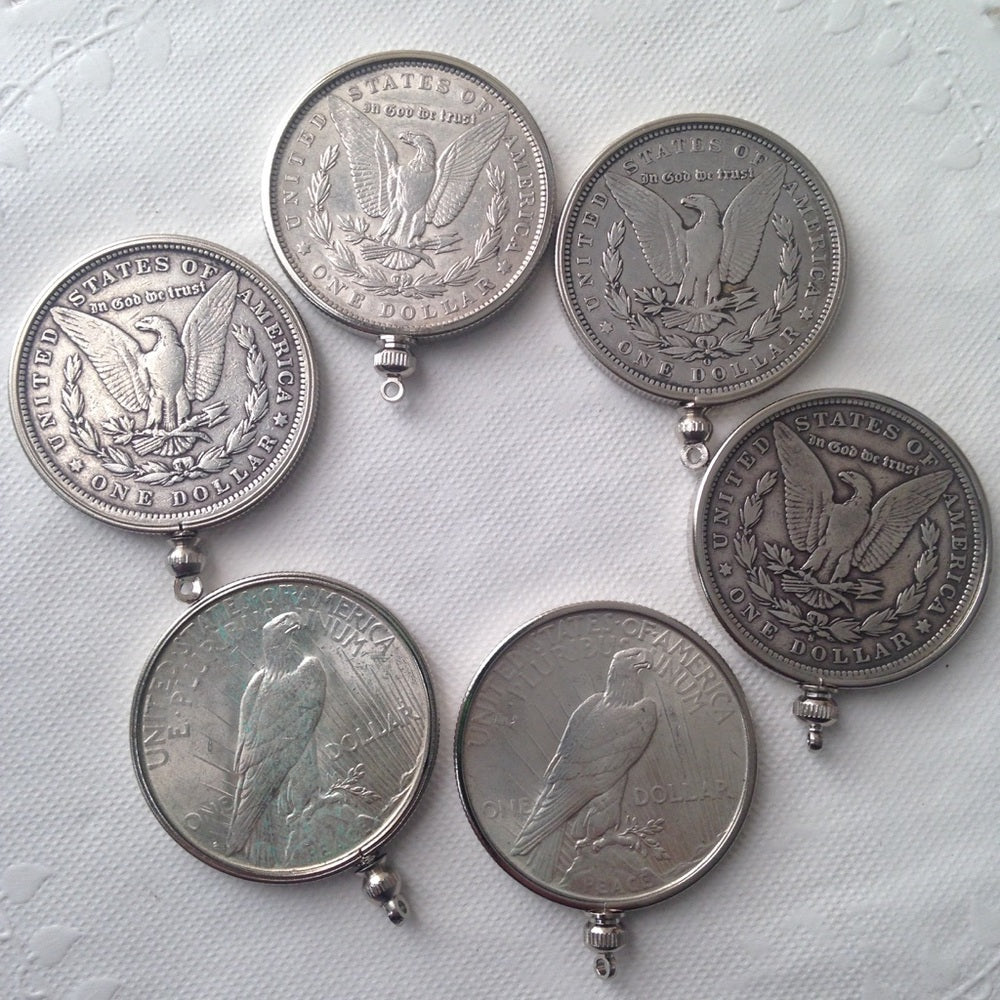 Antique 1923 Silver Dollar Coin, 18in 925 Chain