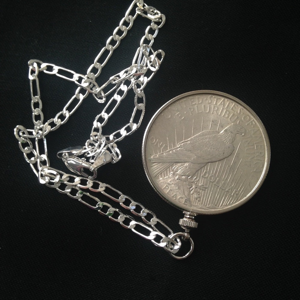 Antique 1923 Silver Dollar Coin, 18in 925 Chain