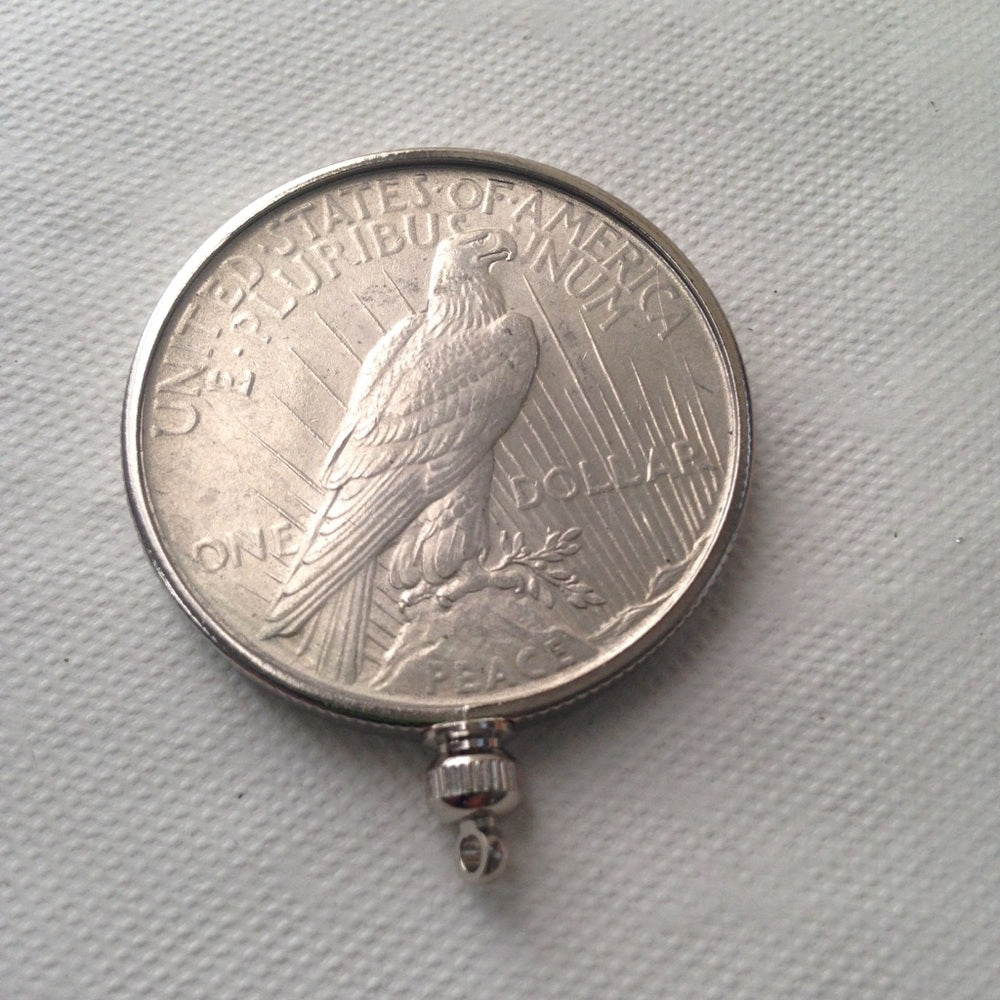 Antique 1923 Silver Dollar Coin, 18in 925 Chain