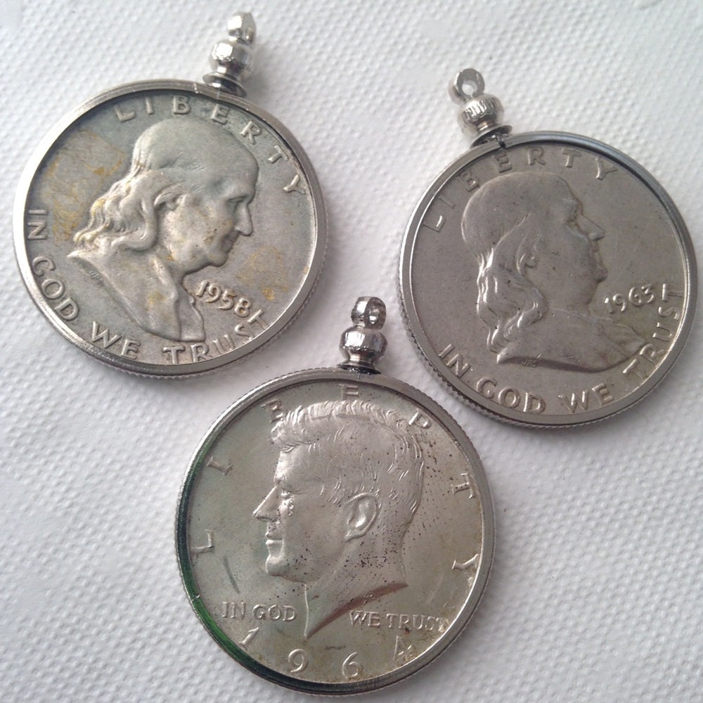 1944 Silver Half Dollar Coin, 18in 925 Chain