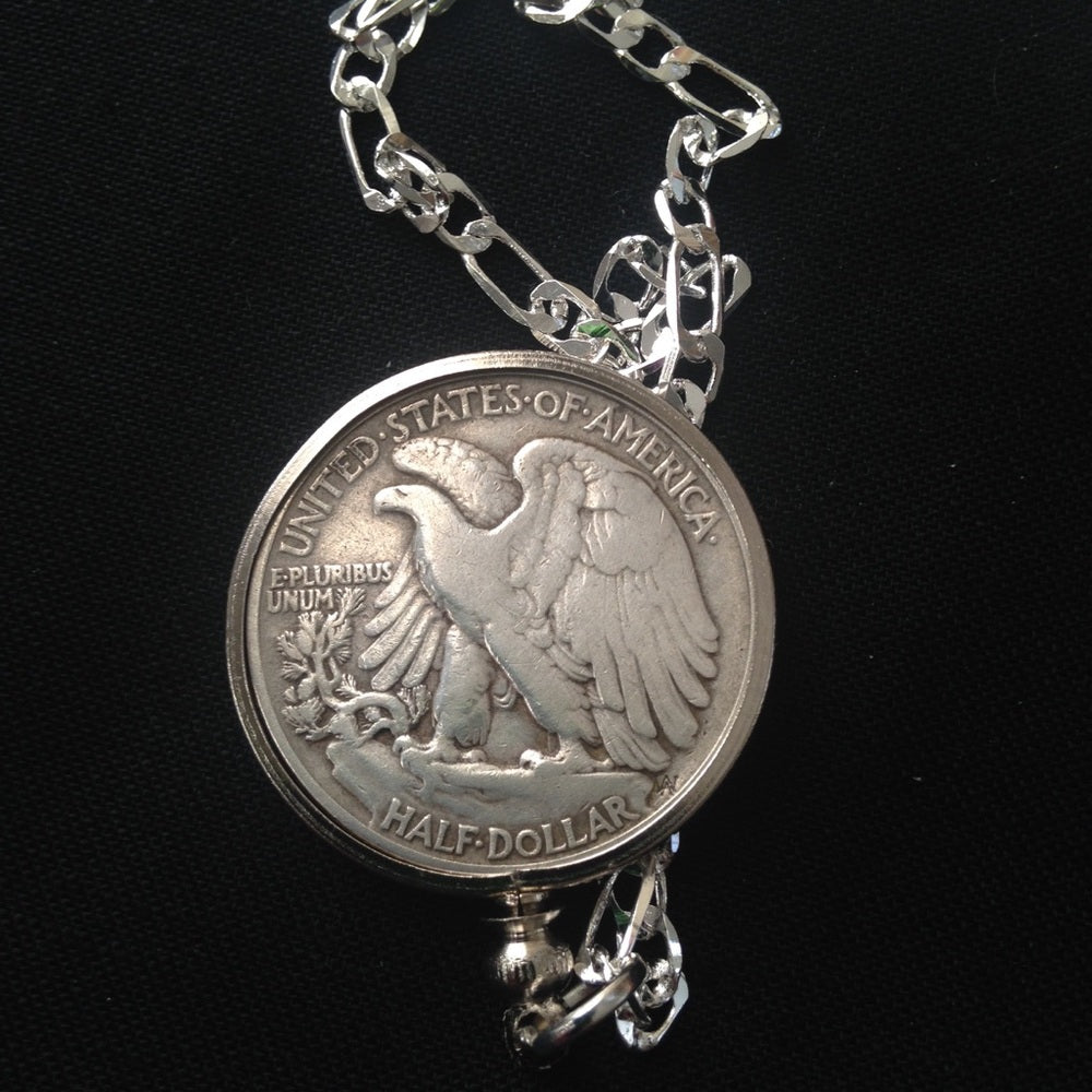 1946 Silver Half Dollar Coin, 18in 925 Chain