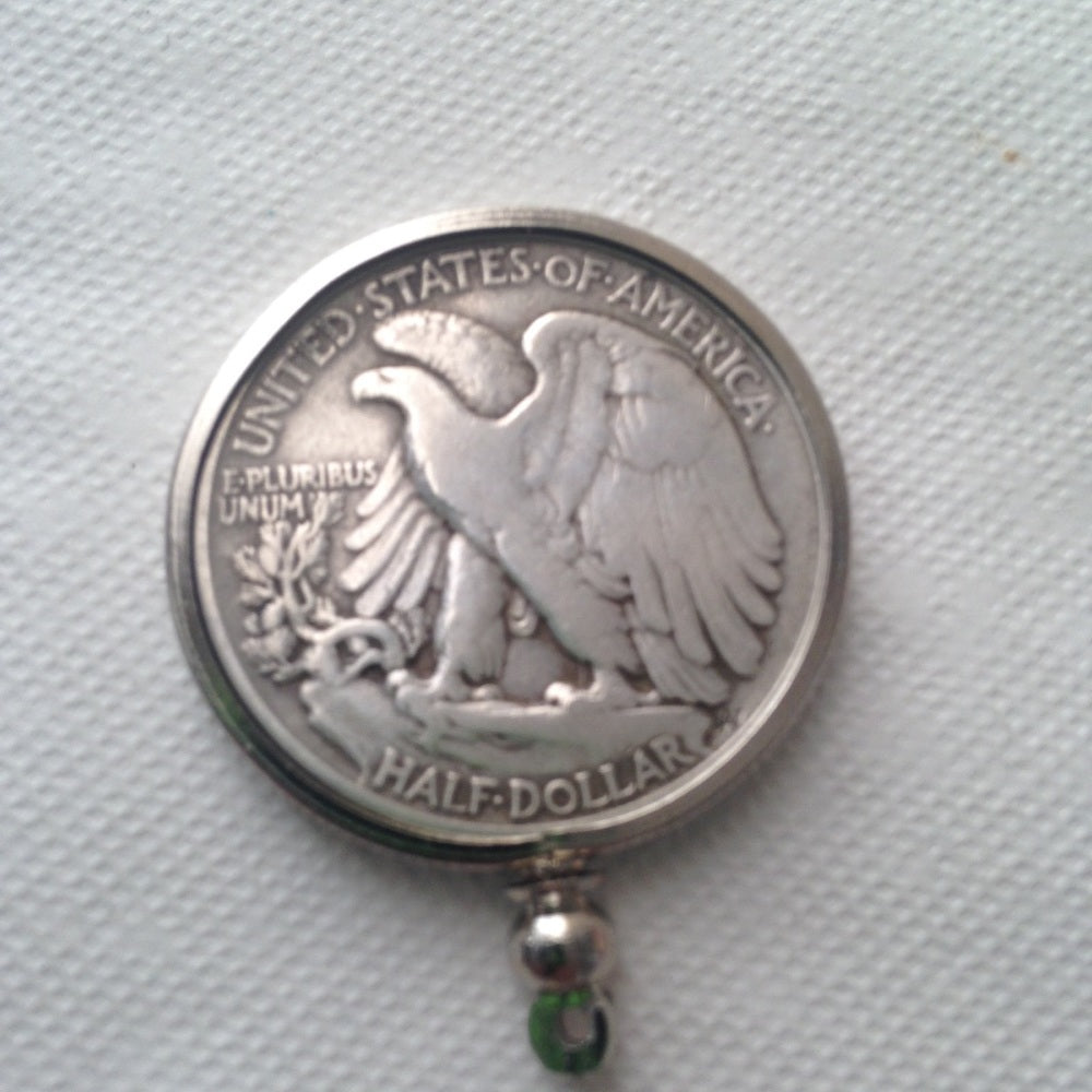 1946 Silver Half Dollar Coin, 18in 925 Chain