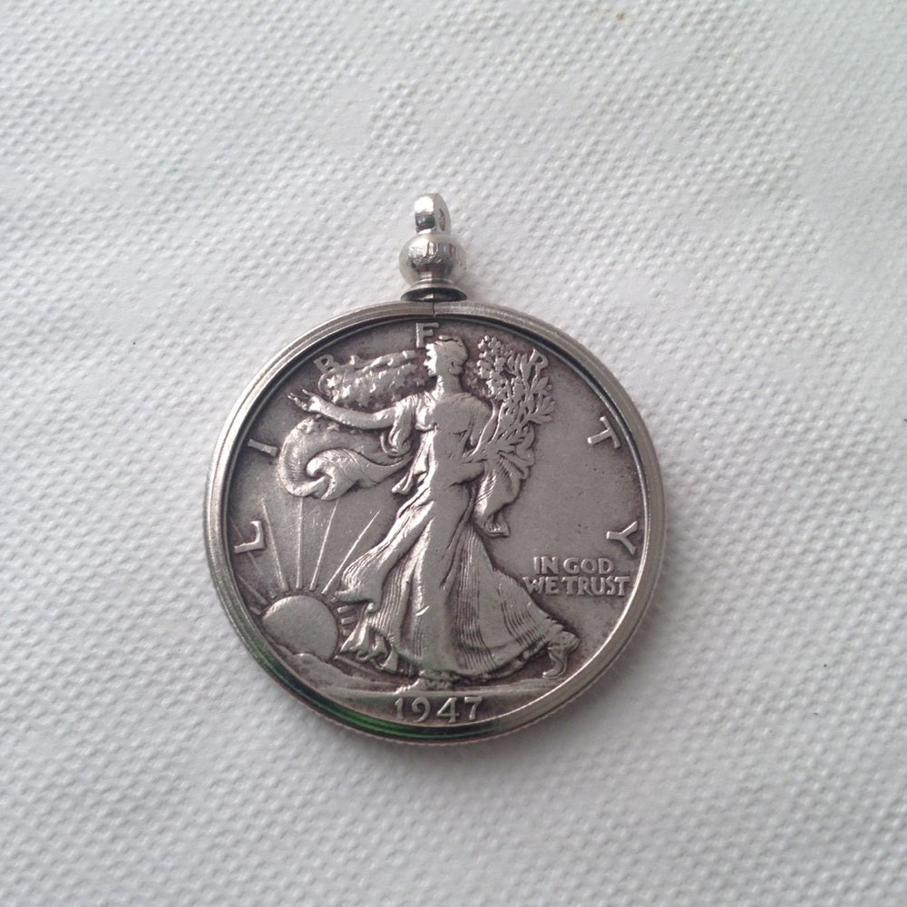 1947Silver Half Dollar Coin, 18in 925 Chain