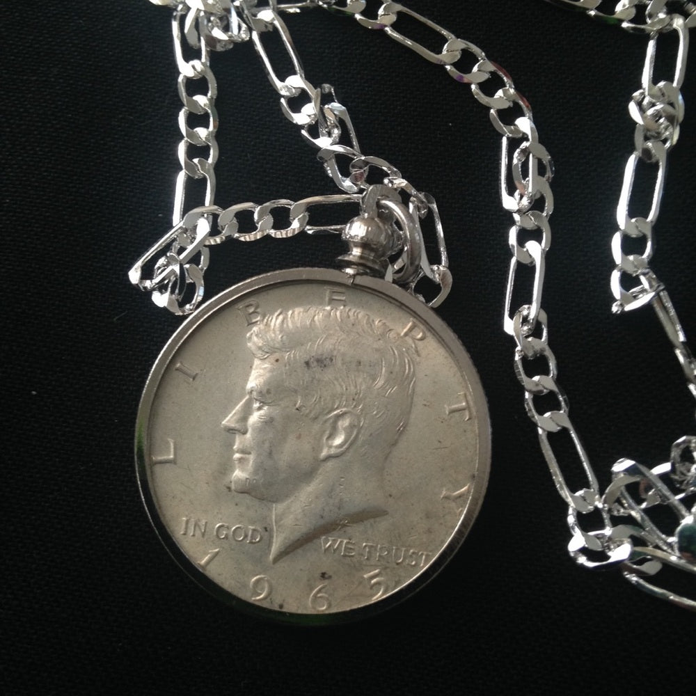 1965 40% Silver Half Dollar Coin, 18in 925 Cha…