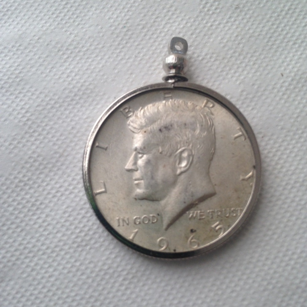 1965 40% Silver Half Dollar Coin, 18in 925 Cha…