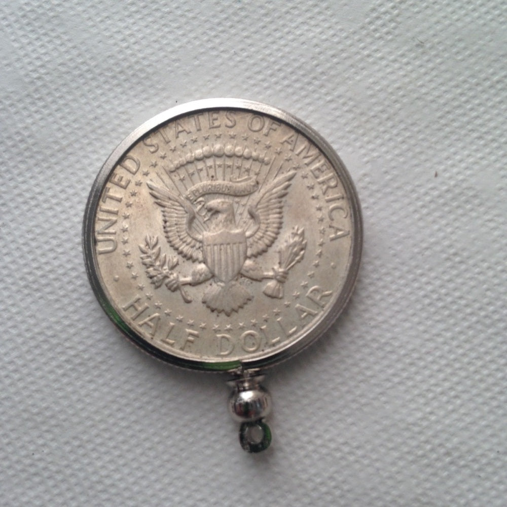 1965 40% Silver Half Dollar Coin, 18in 925 Cha…