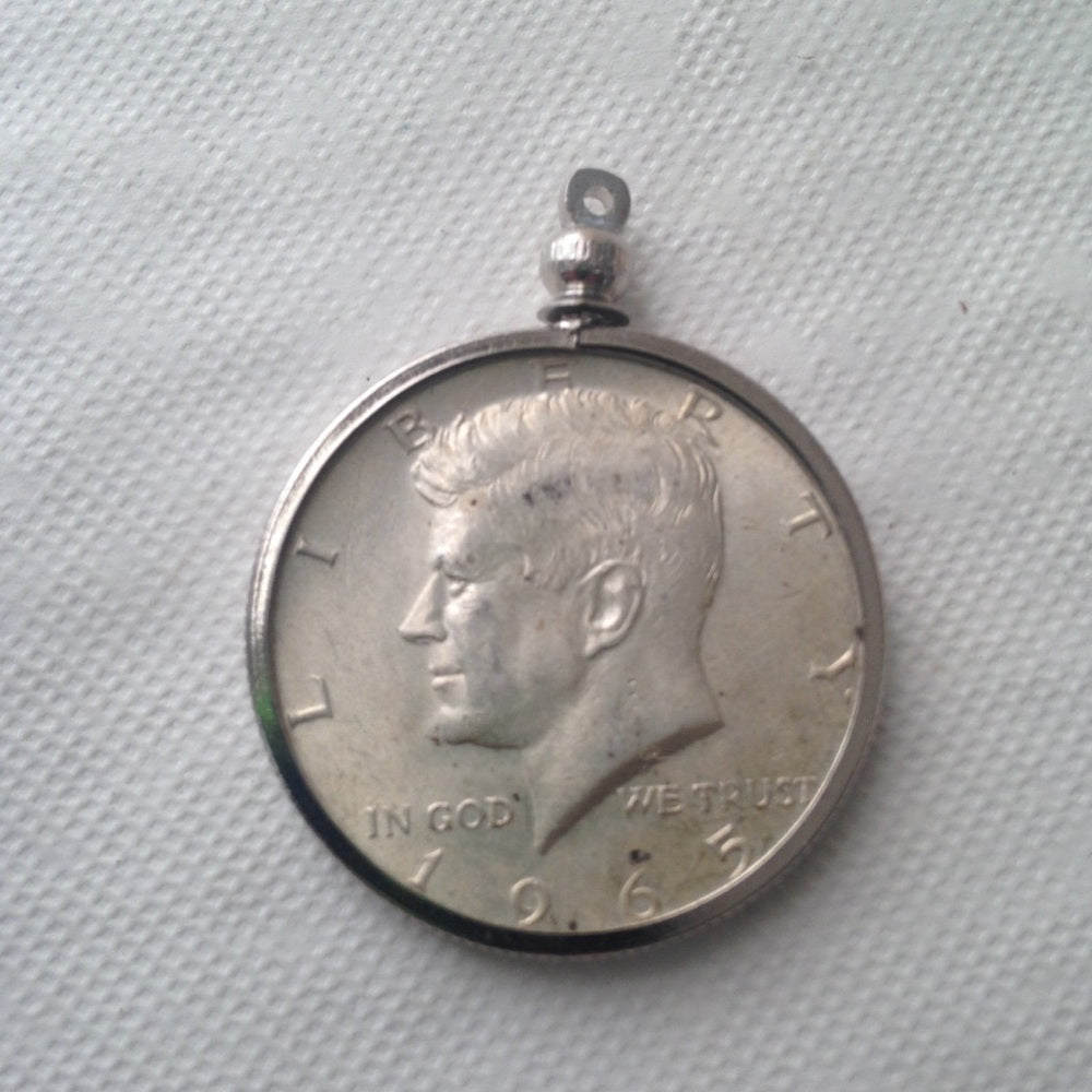 1965 40% Silver Half Dollar Coin, 18in 925 Cha…