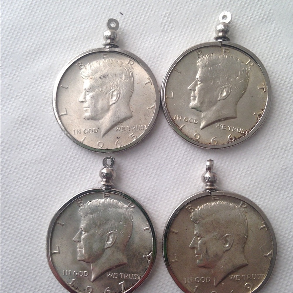 1966 40% Silver Half Dollar Coin, 18in 925 Chain