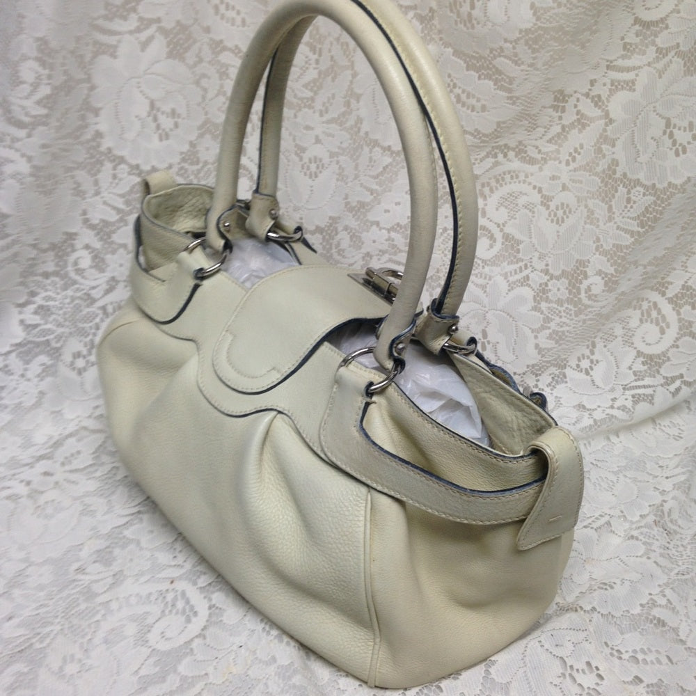 Ferragamo Beige Leather Handbag 10x10x6
