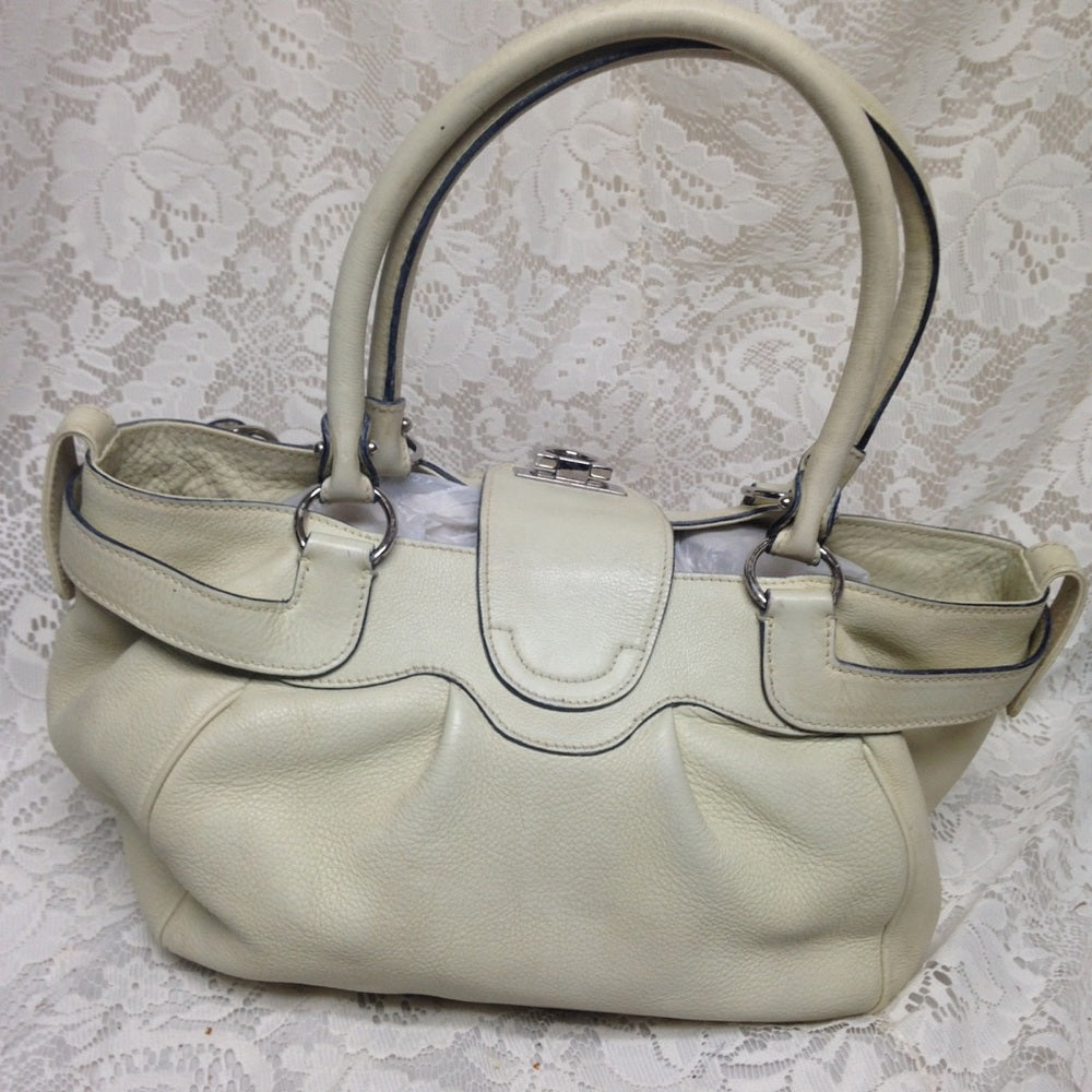 Ferragamo Beige Leather Handbag 10x10x6
