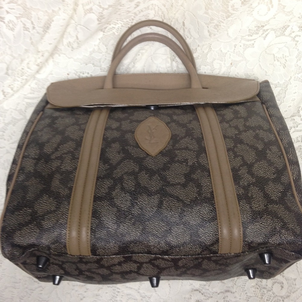 Yves Saint Laurent Coated Canvas Handbag 13inx13in
