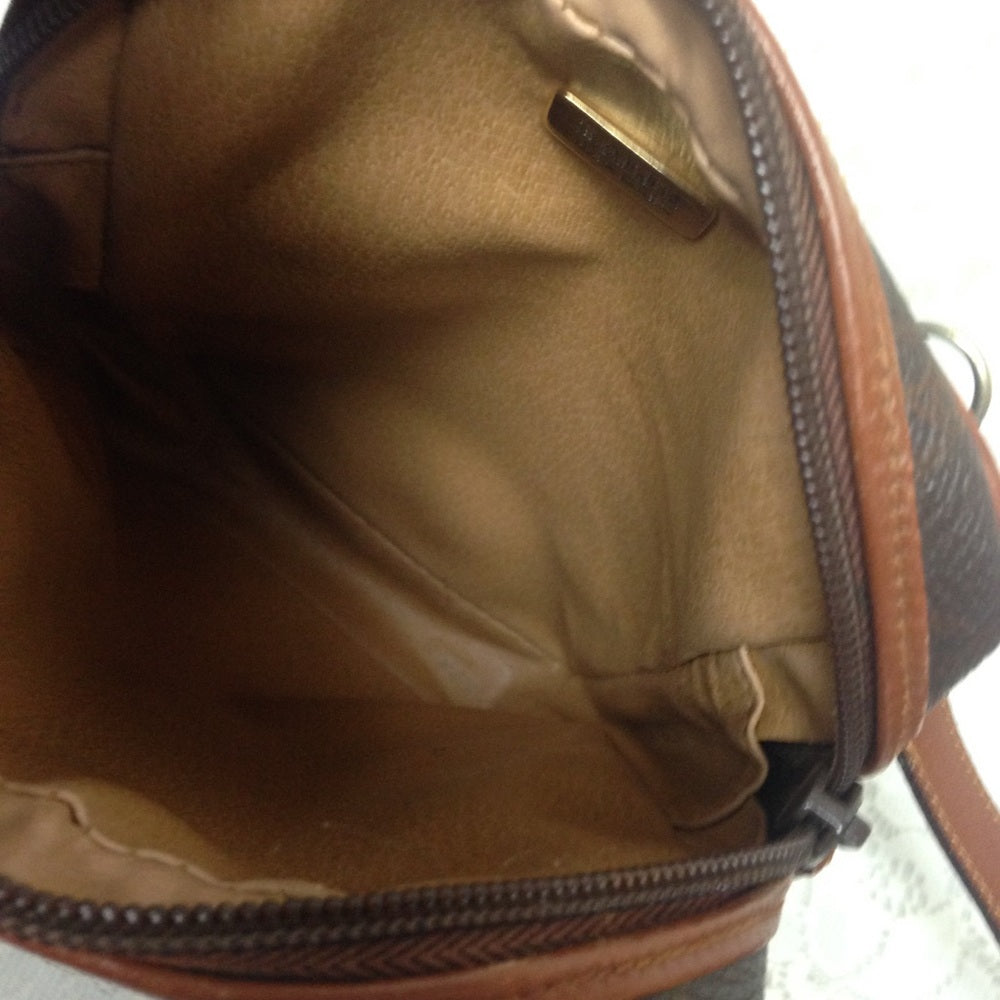 Bally Brown Coated Canvas Leather Trim-Crossbody