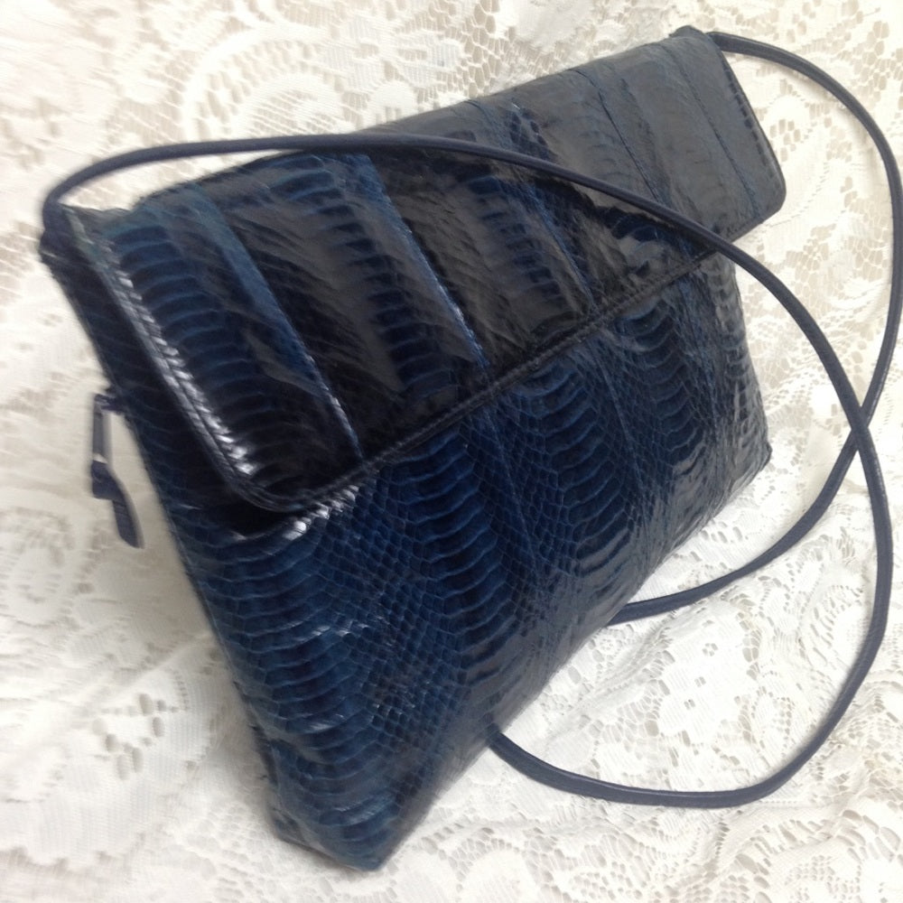 Gianni Bernini, Dark Blue Genuine Snakeskin Purse