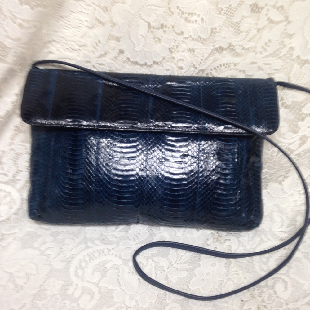 Gianni Bernini, Dark Blue Genuine Snakeskin Purse