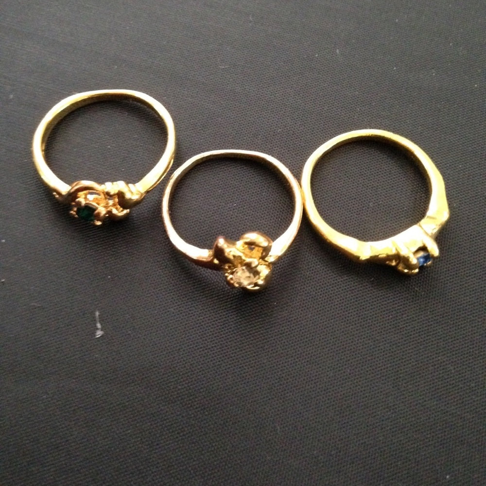 Vintage 3pc Gold Tiny Rings (size 5-6)